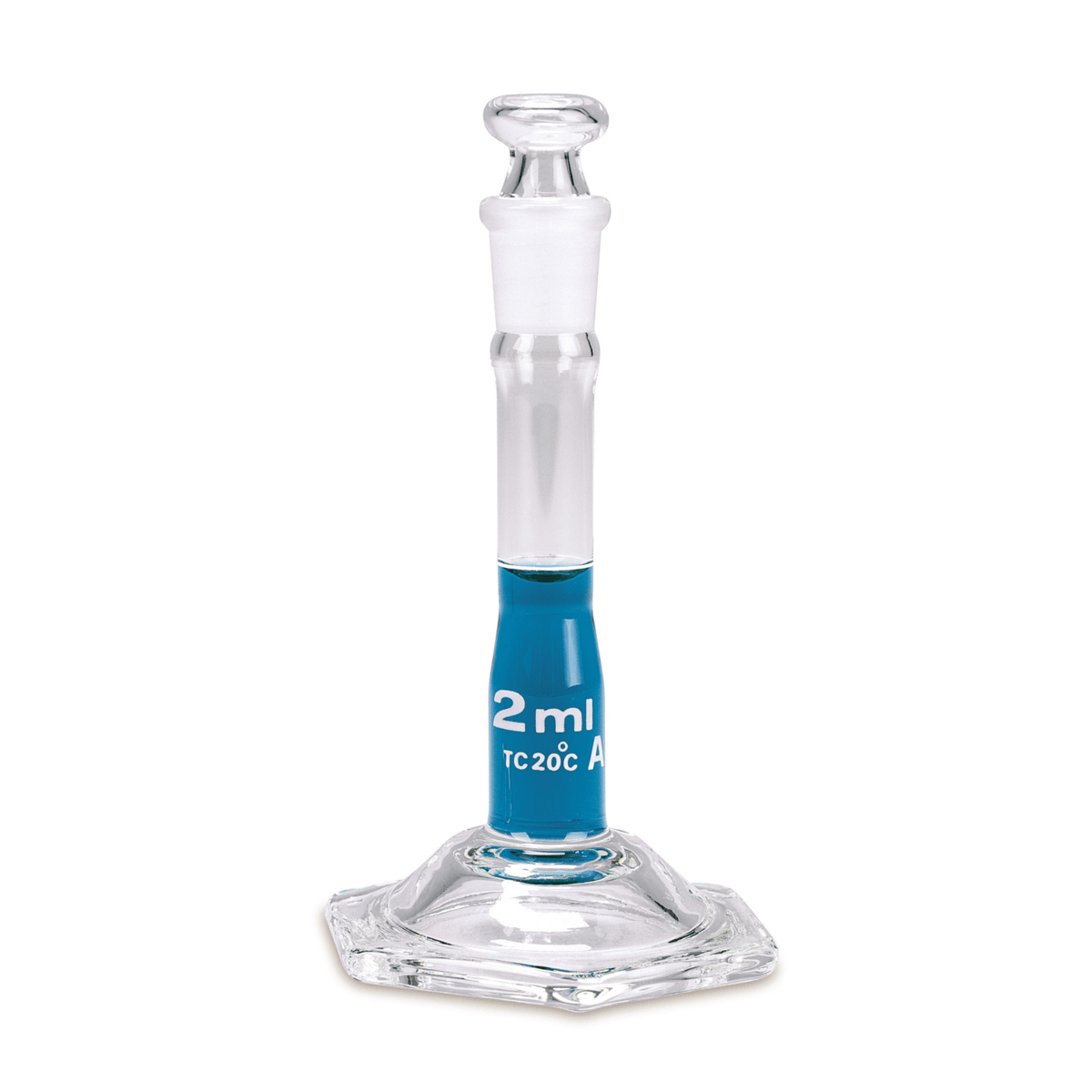 Vee Gee Volumetric Flask, Class A, Glass Stopper, 2 mL, Pack of 6