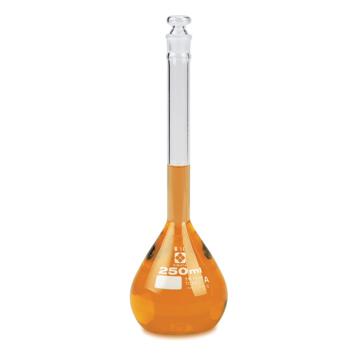 Vee Gee Volumetric Flask, Class A, Glass Stopper, 250 mL, Pack of 4