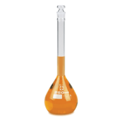 Vee Gee Volumetric Flask, Class A, Glass Stopper, 250 mL, Pack of 4