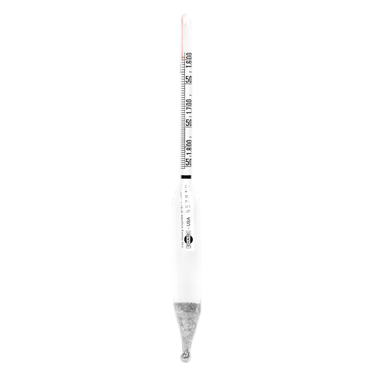 Vee Gee Specific Gravity Hydrometers, 1.600 to 1.850, 0.005 subdivisions, 165 mm