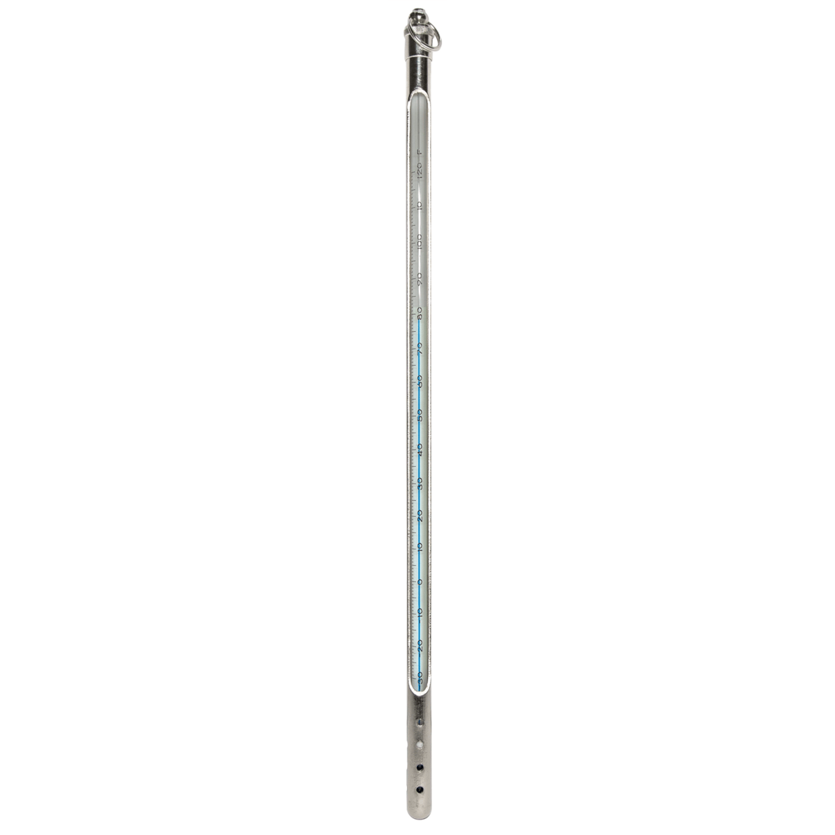 Vee Gee Thermometer, Blue Liquid, -30 to 120°F, Total Immersion w/Armor, 12"