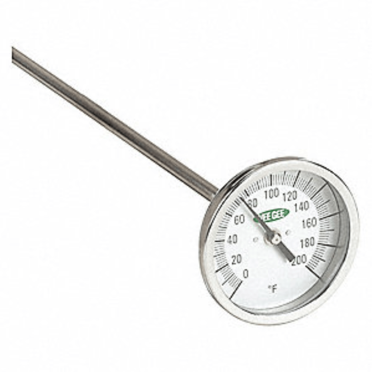 Vee Gee Thermometer, Dial, 0° to 200°F, 3" Diameter, 48" Stem Length