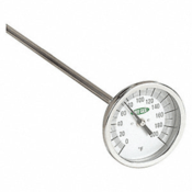 Vee Gee Thermometer, Dial, 0° to 200°F, 3" Diameter, 48" Stem Length