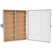Premium Microscope Slide Box, 100-Place, Cork, Grey