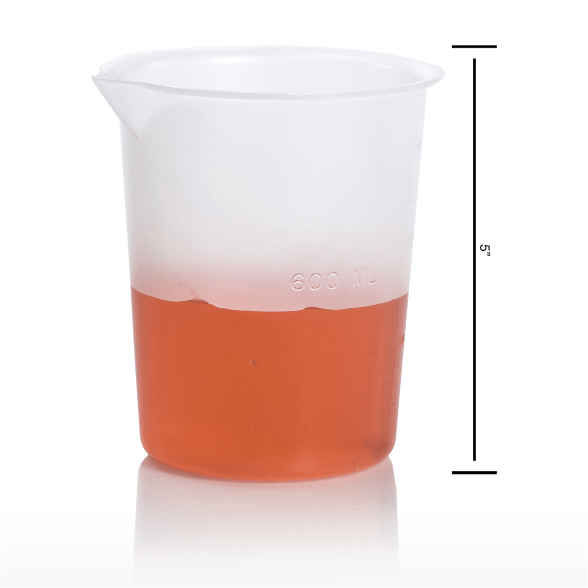 SP Bel-Art Graduated Griffin Low-Form 600 mL Beakers, Polypropylene, 100 mL Graduation, 4/Pk