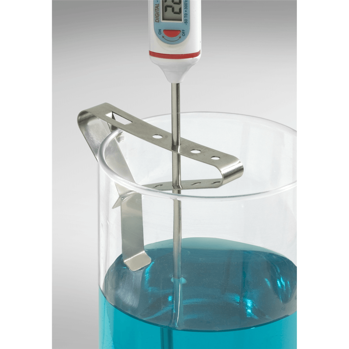 SP Bel-Art H-B Beaker Clip Liquid-In-Glass Thermometer Holder, Multi-Probe, SS, 4 Slots