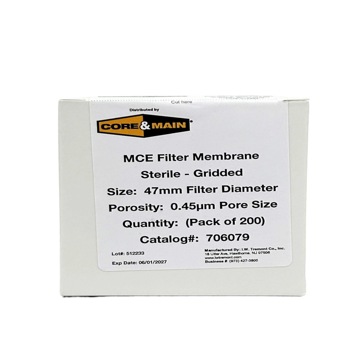 Core & Main MCE Filters, 0.45 Micron, Sterile, Gridded, 47mm Diameter, 200/Pack, 045SG-047-D