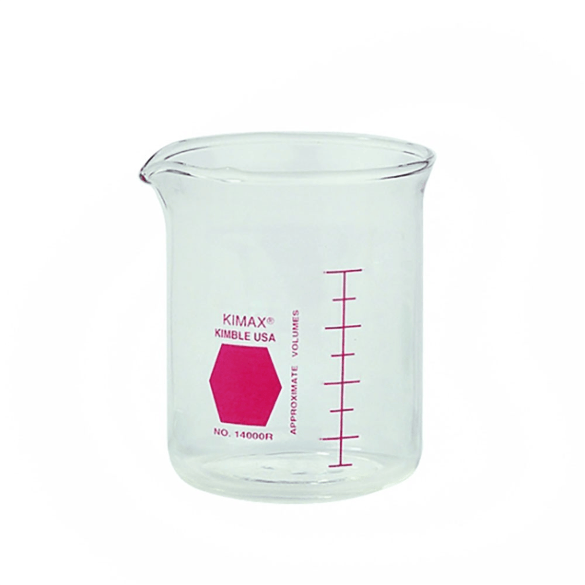 Kimble® KIMAX® Low Form Griffin “Colorware” Glass Beaker, Red, 50 mL, 12/Pack, 14000R-50