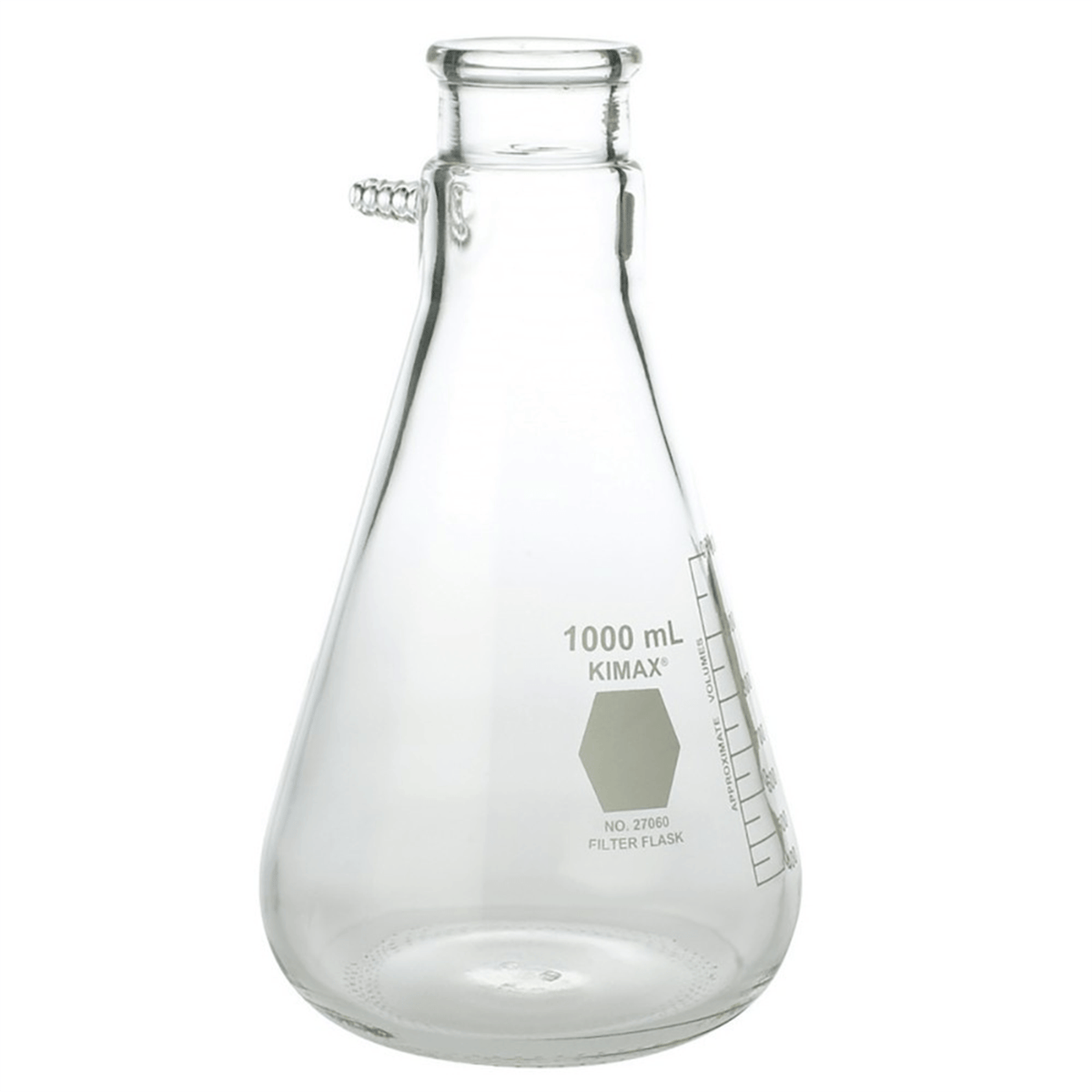 Kimble® KIMAX® Heavy Wall Filtering Flask w/ Side Arm Tubulation, 1000 mL, 27060-1000