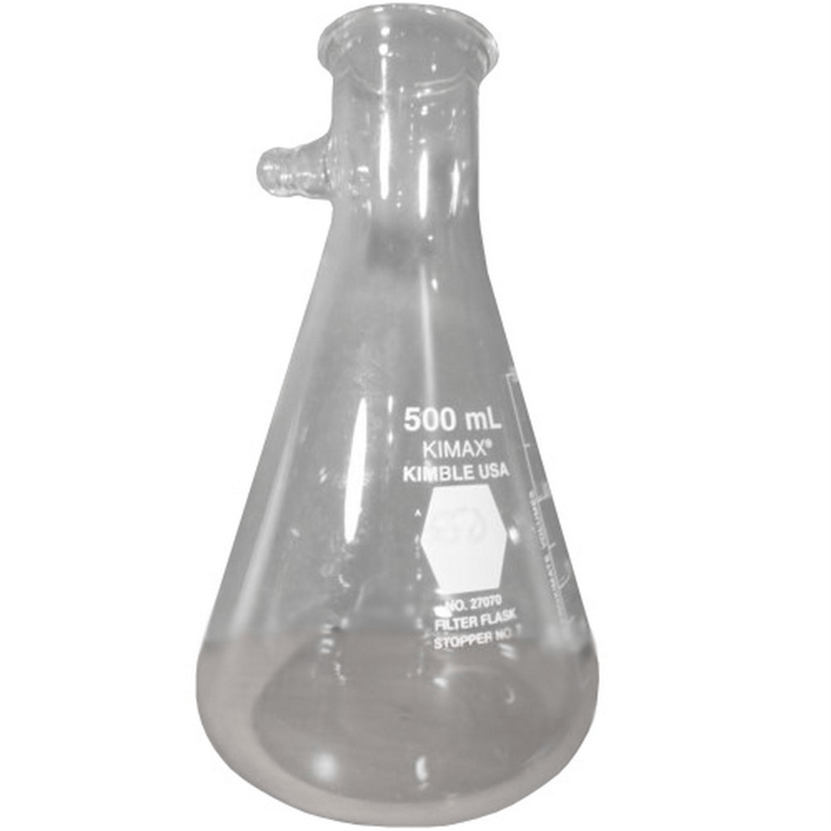 Kimble® KIMAX® Heavy Wall Filtering Flask w/ Side Arm Tubulation, 500 mL, 27060-500