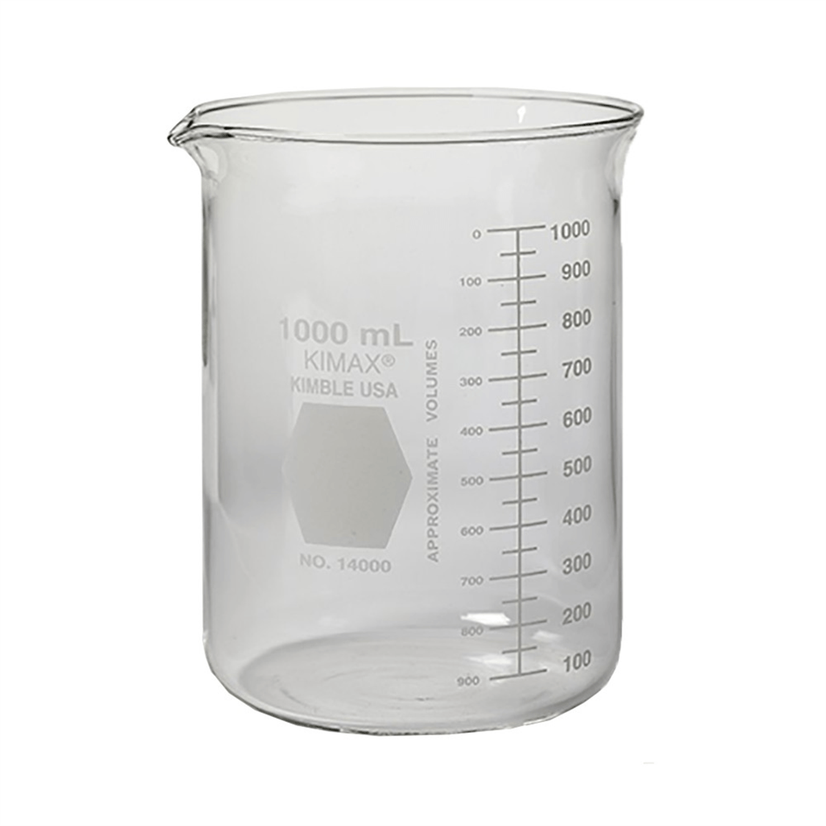 Kimble® KIMAX® Low Form Griffin Glass Beaker, 1000 mL, 14000-1000