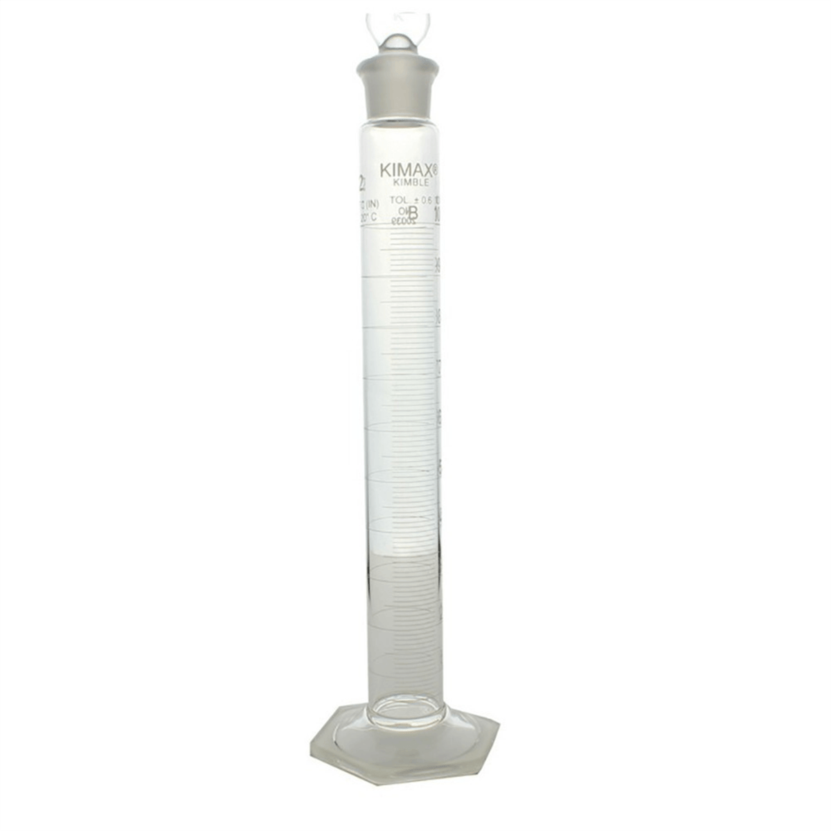 Kimax® Class B Cylinders w/ Single Metric Scale and Glass Stopper, 100 mL, 4/Pack, 20039-100
