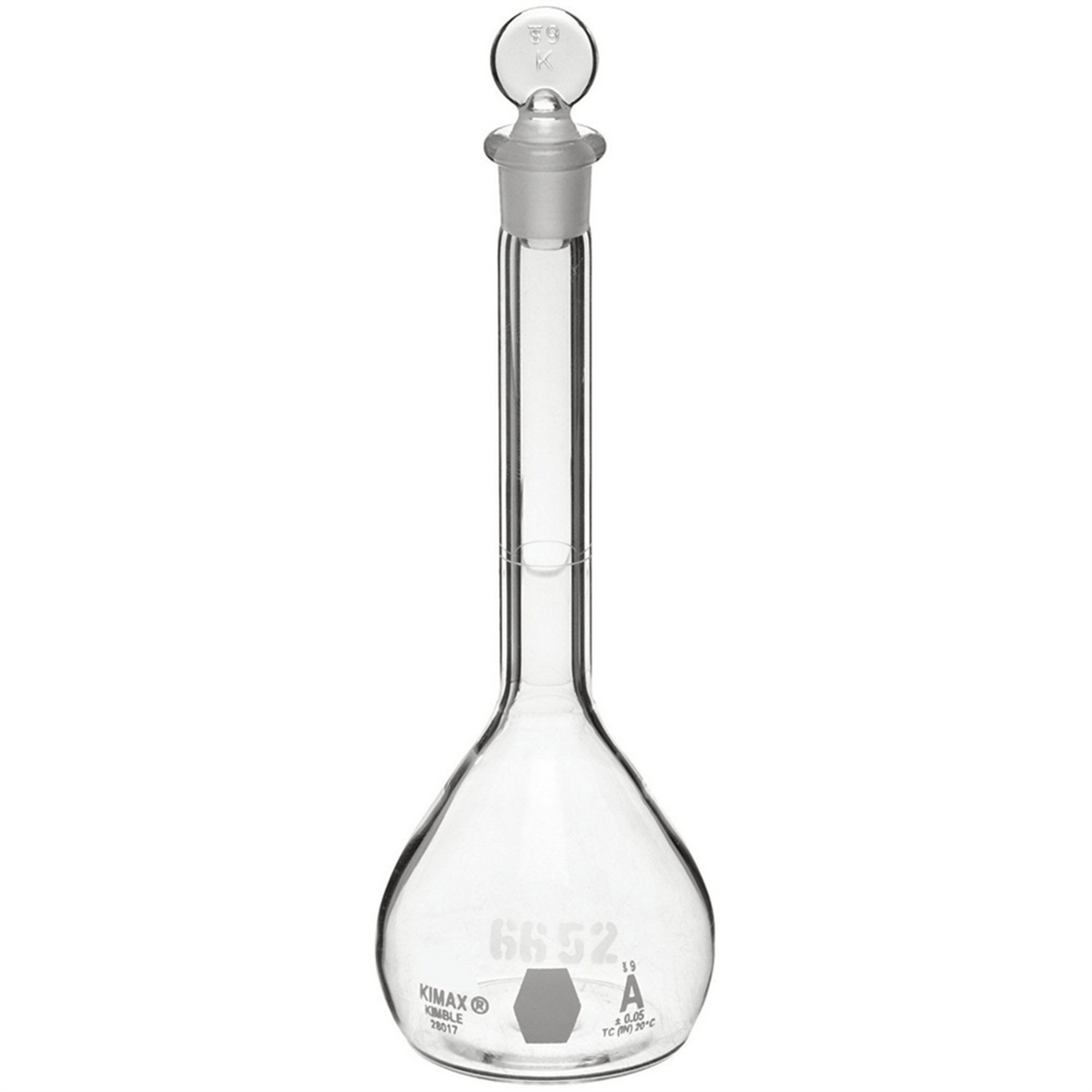 Kimax® Class A Serialized/ Certified Volumetric Flask w/ Taper Glass Stopper, 1000 mL, 28017-1000