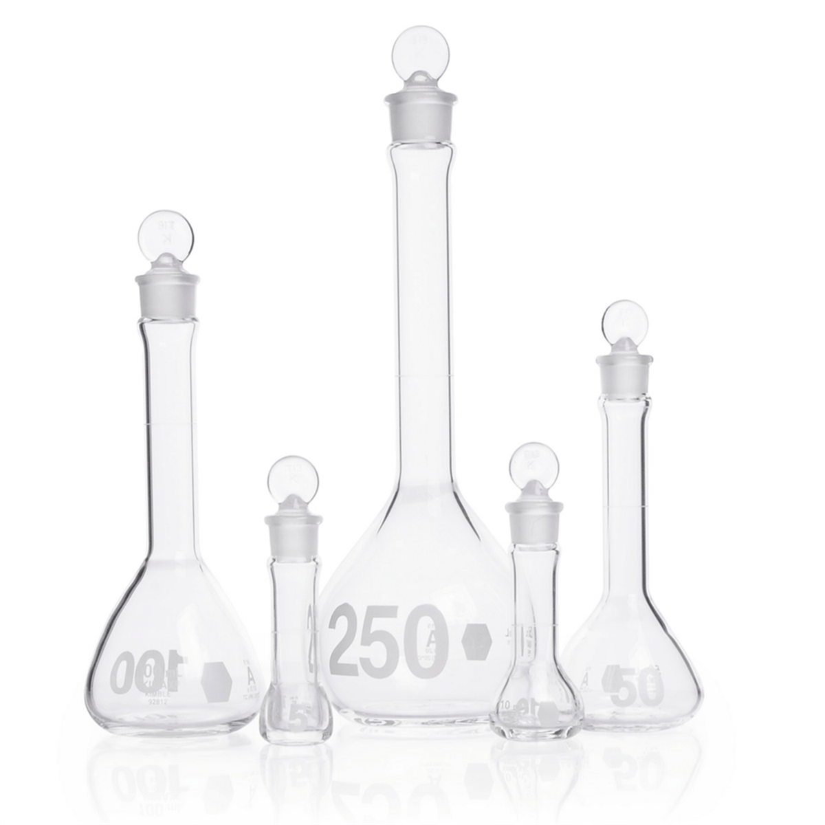 Kimble® Class A Heavy Duty Wide Mouth Volumetric Flask w/ Taper Stopper, 50 mL, 92812G-50