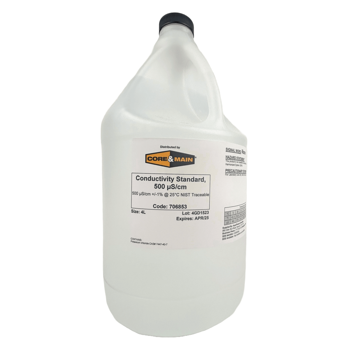 Core & Main Conductivity Standard, 500 µS/cm, 4 L