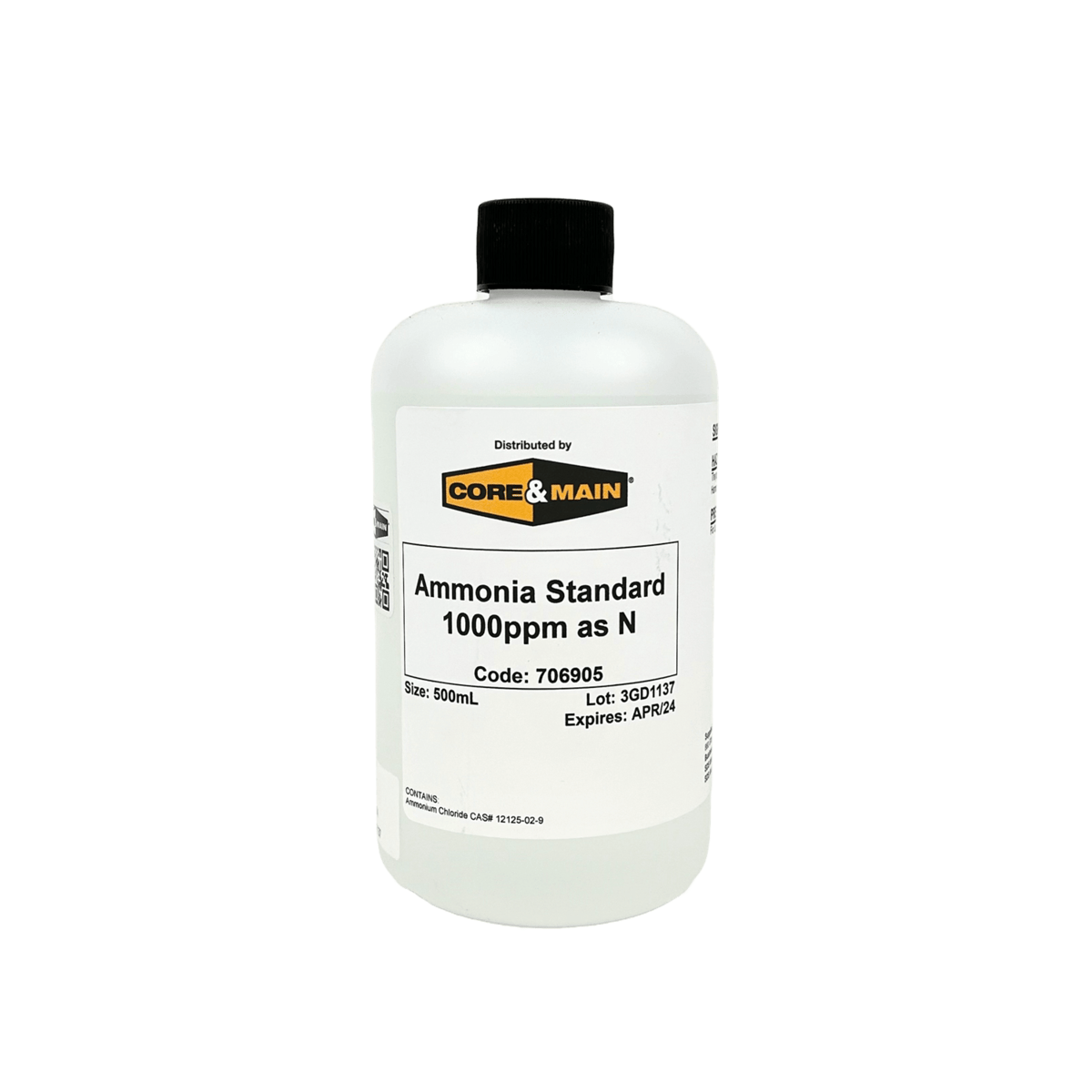 Core & Main Ammonia Standard, 1000ppm as N, 500 mL