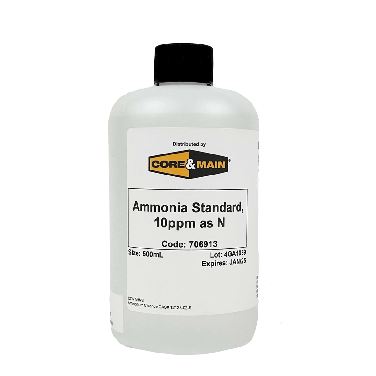 Core & Main Ammonia Standard Solution, 10 ppm as N, 500 mL