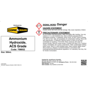 Core & Main Ammonium Hydroxide, ACS Grade, 500 mL