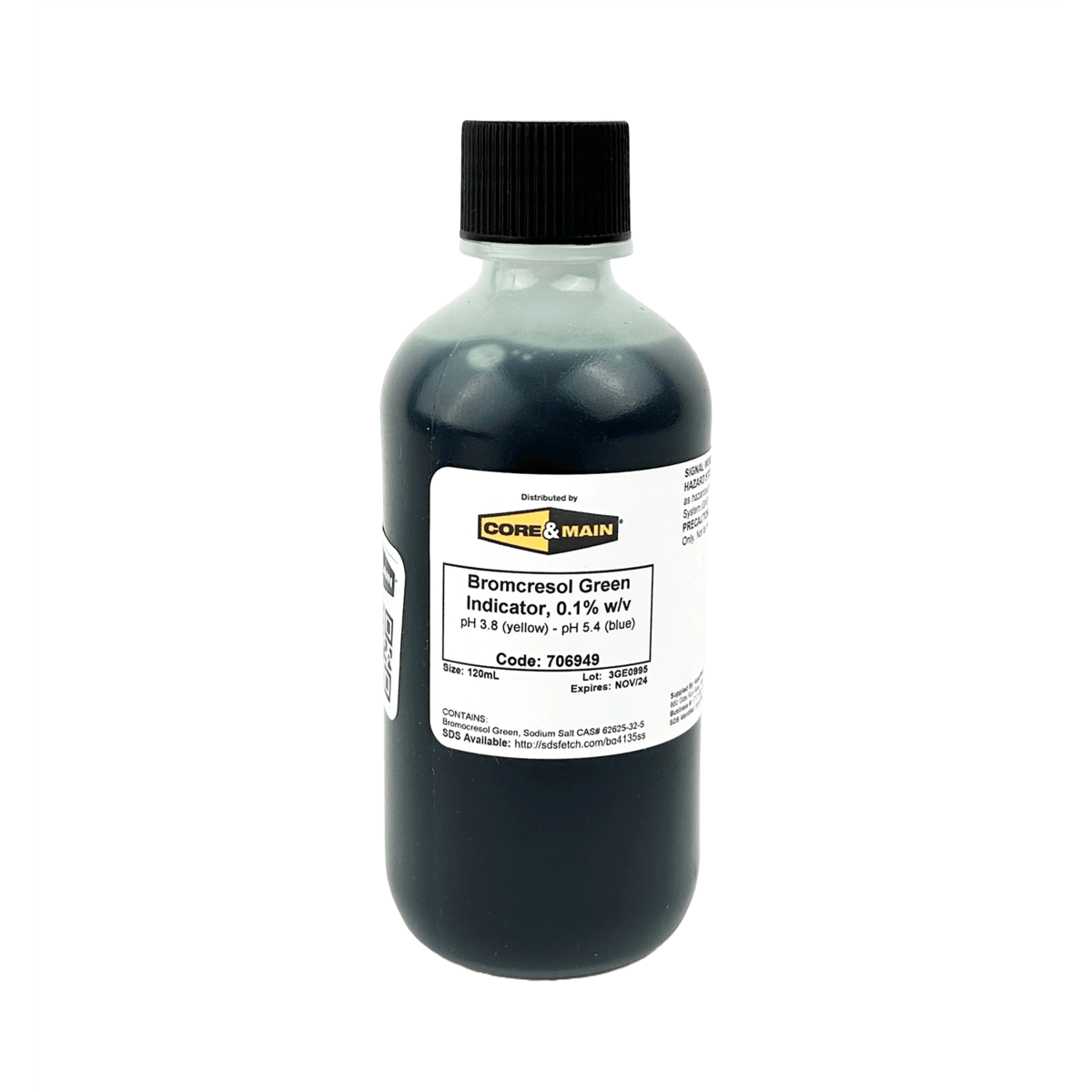 Core & Main Bromcresol Green Indicator Solution, 0.1% w/v, 120 mL