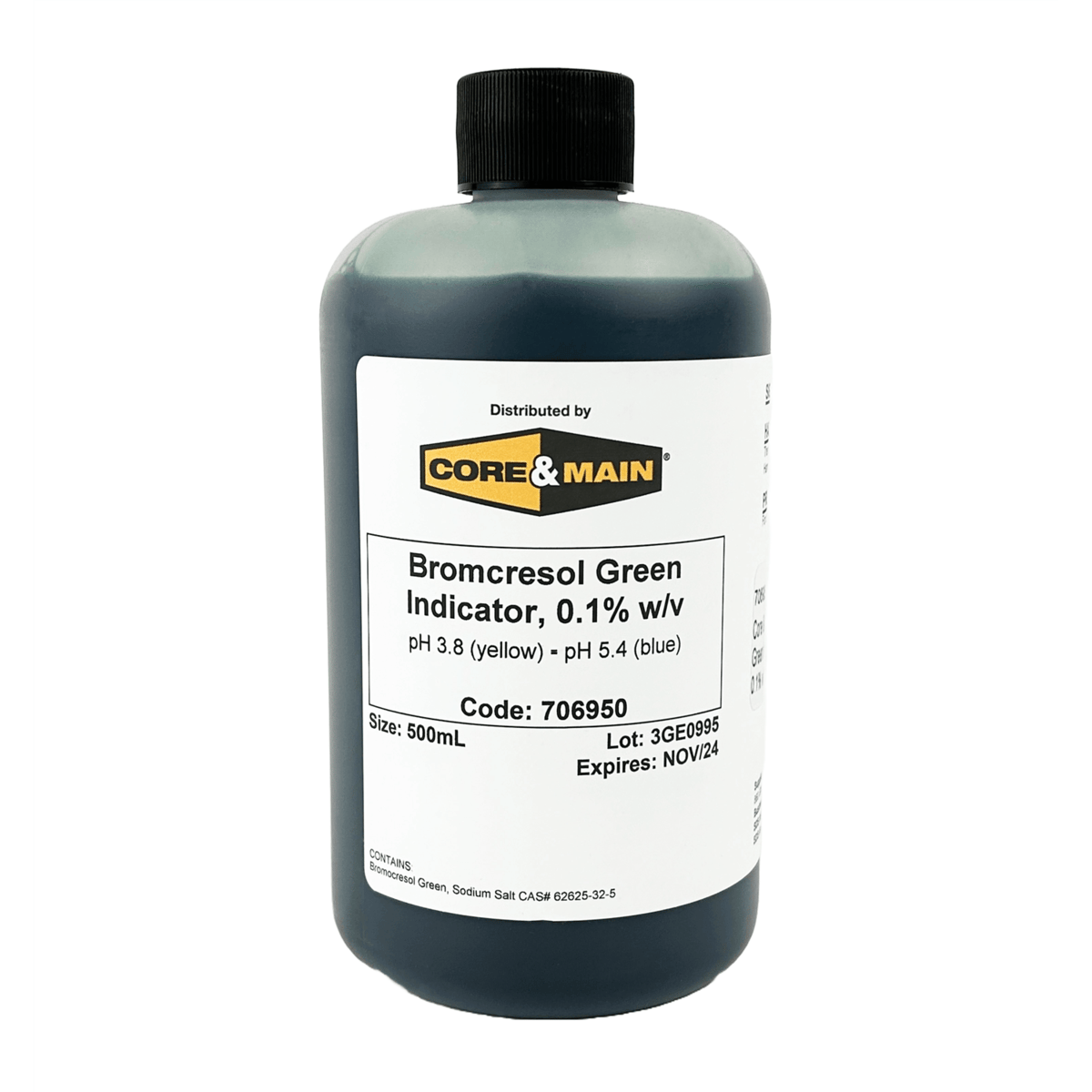 Core & Main Bromcresol Green Indicator Solution, 0.1% w/v, 500 mL