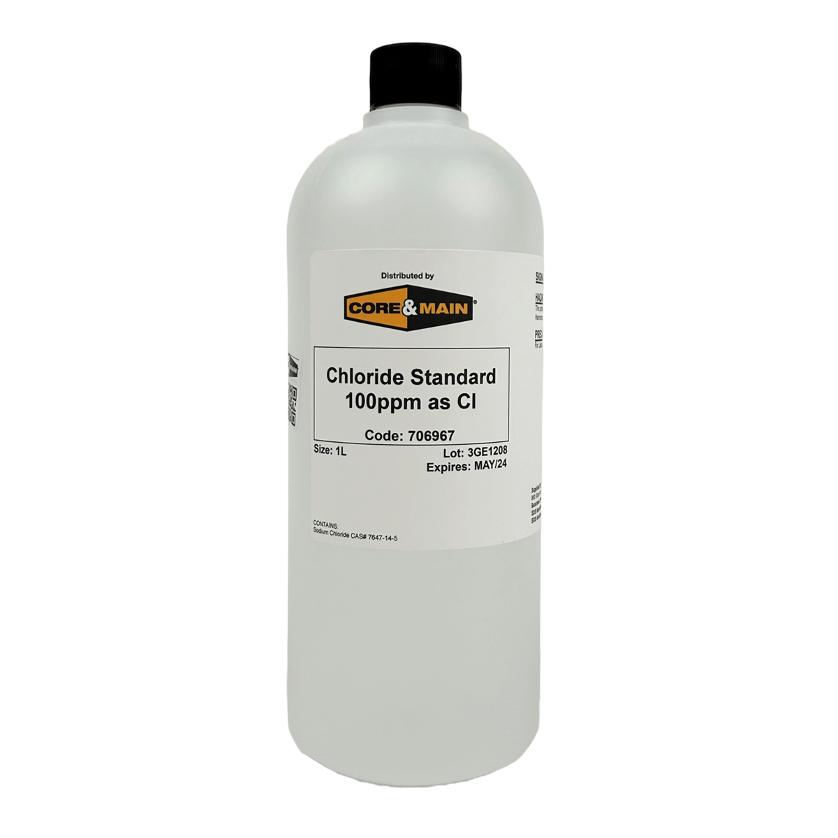 Core & Main Chloride Standard, 100ppm as Cl⁻, 1 L