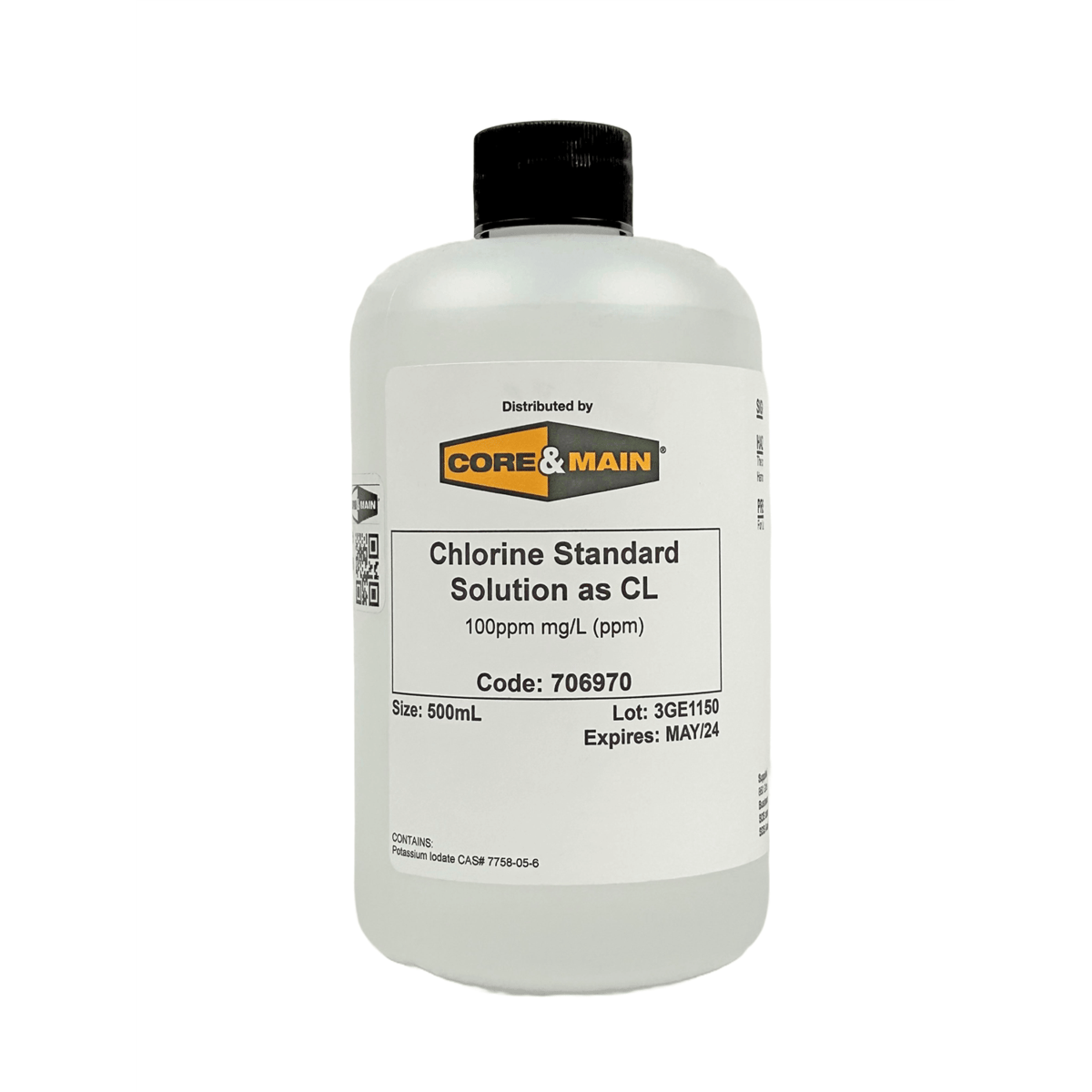 Core & Main Chlorine Standard, 100ppm as Cl₂, 500 mL