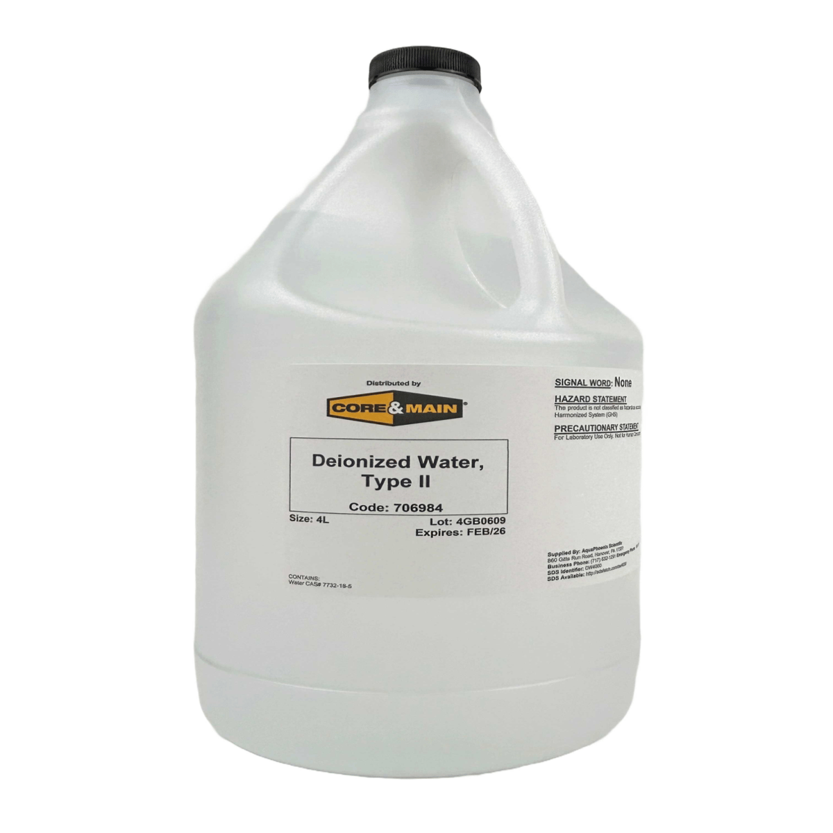 Core & Main Deionized Water, Type II, 4 L