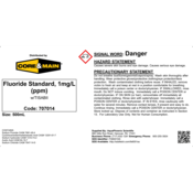 Core & Main Fluoride Standard, 1.0 mg/L (ppm) with TISAB, 500 mL