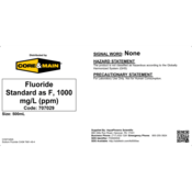 Core & Main Fluoride Standard, 1000 mg/L (ppm), 500 mL