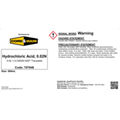 Core & Main Hydrochloric Acid, 0.02N, 500 mL