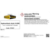 Core & Main Hydrochloric Acid, 0.02N, 1 L