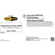 Core & Main Hydrochloric Acid, 0.02N, 4 L