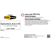 Core & Main Hydrochloric Acid, 0.1N, 1 L