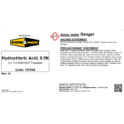 Core & Main Hydrochloric Acid, 0.5N, 4 L