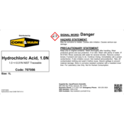 Core & Main Hydrochloric Acid, 1.0N, 1 L