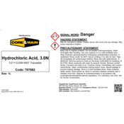 Core & Main Hydrochloric Acid, 3.0N, 1 L