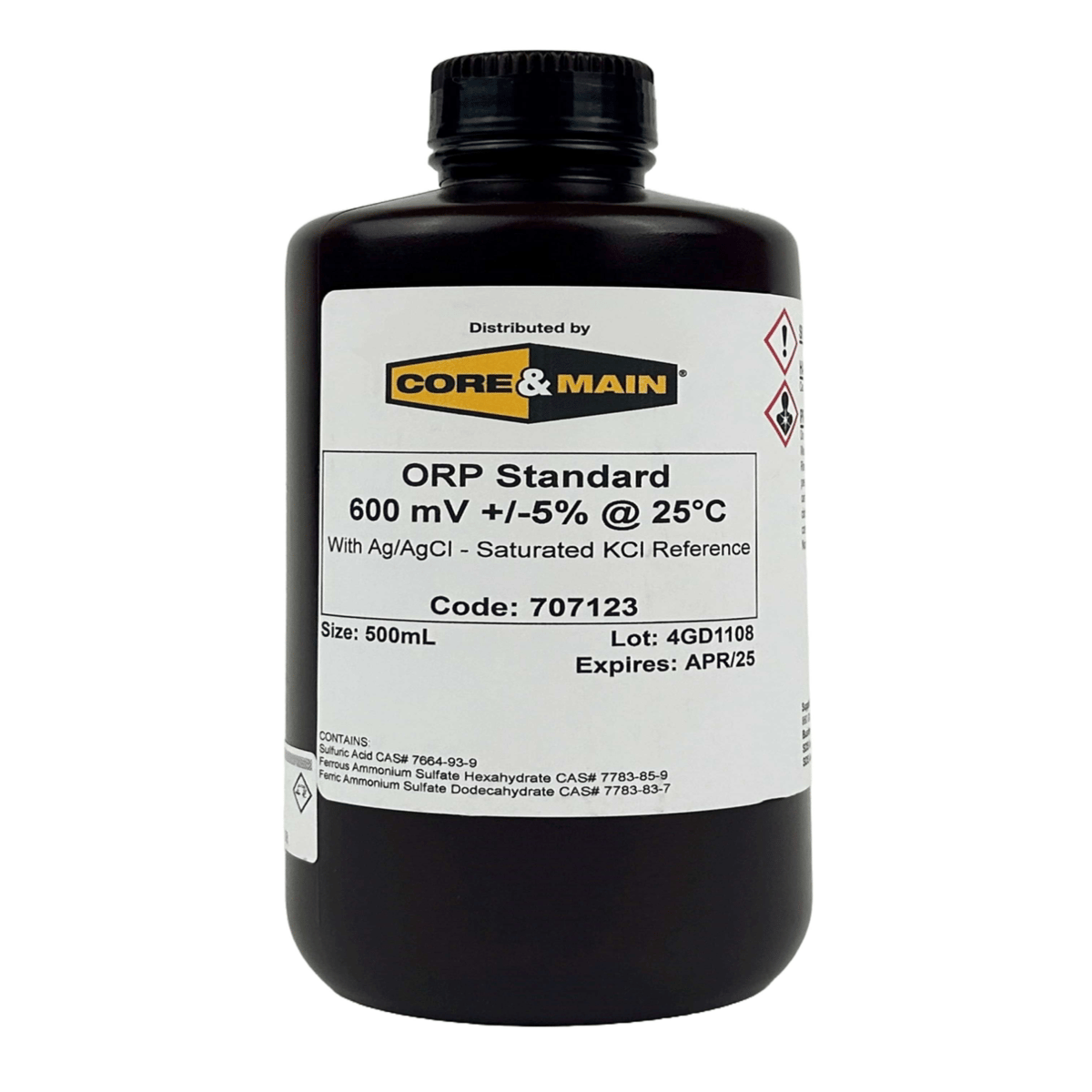 Core & Main ORP Standard, 600 mV +/-5% @ 25°C, 500 mL