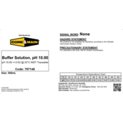 Core & Main pH Buffer Solution, pH 10.00, Colorless, 500 mL