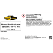 Core & Main Phenol Red Indicator Solution, 0.04% w/v, 500 mL