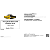 Core & Main Phosphate Standard, 1ppm, 1 L