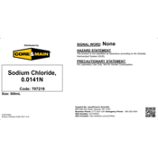 Core & Main Sodium Chloride, 0.0141N, 500 mL