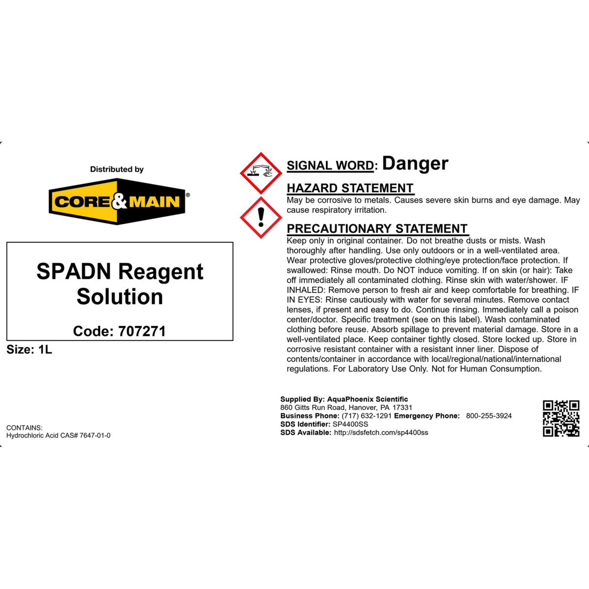 Core & Main SPADN Reagent Solution, 1 L
