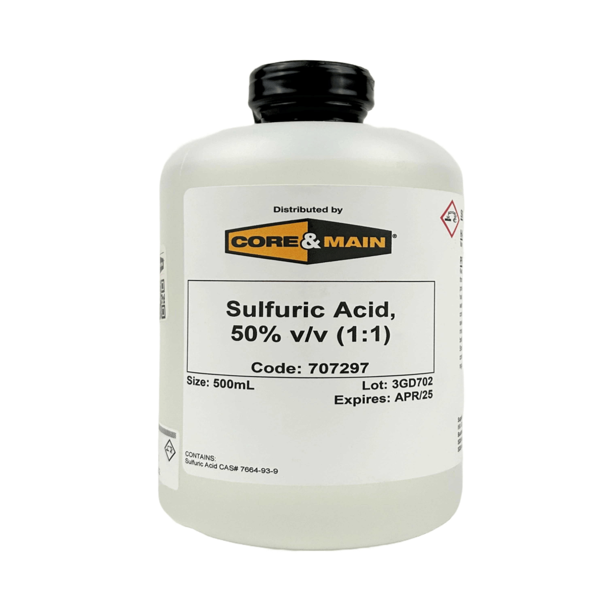 Core & Main Sulfuric Acid, 50% v/v (1:1), 500 mL