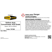 Core & Main Sulfuric Acid, Concentrated, ACS Grade, 500 mL