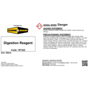 Core & Main Kjeldahl Digestion Reagent, 500 mL