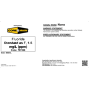 Core & Main Fluoride Standard, 1.5 mg/L (ppm), 500 mL