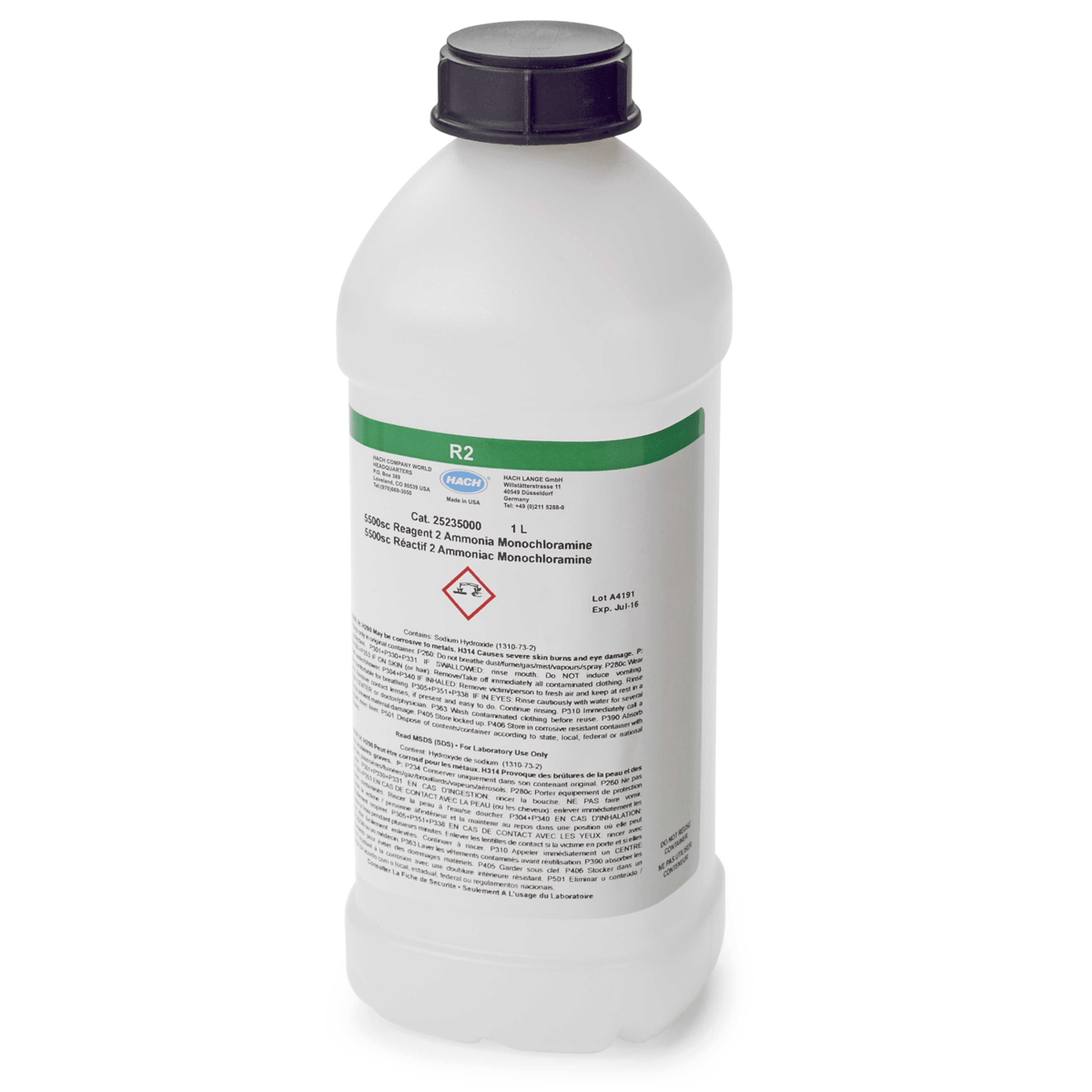 Hach 5500sc Ammonia Monochloramine Reagent 2, 1L, 25235000