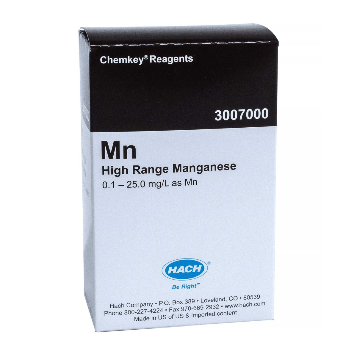 Hach HR Manganese Chemkey Reagents, 0.1 -25.0 mg/L as Mn, Box of 25, 3007000