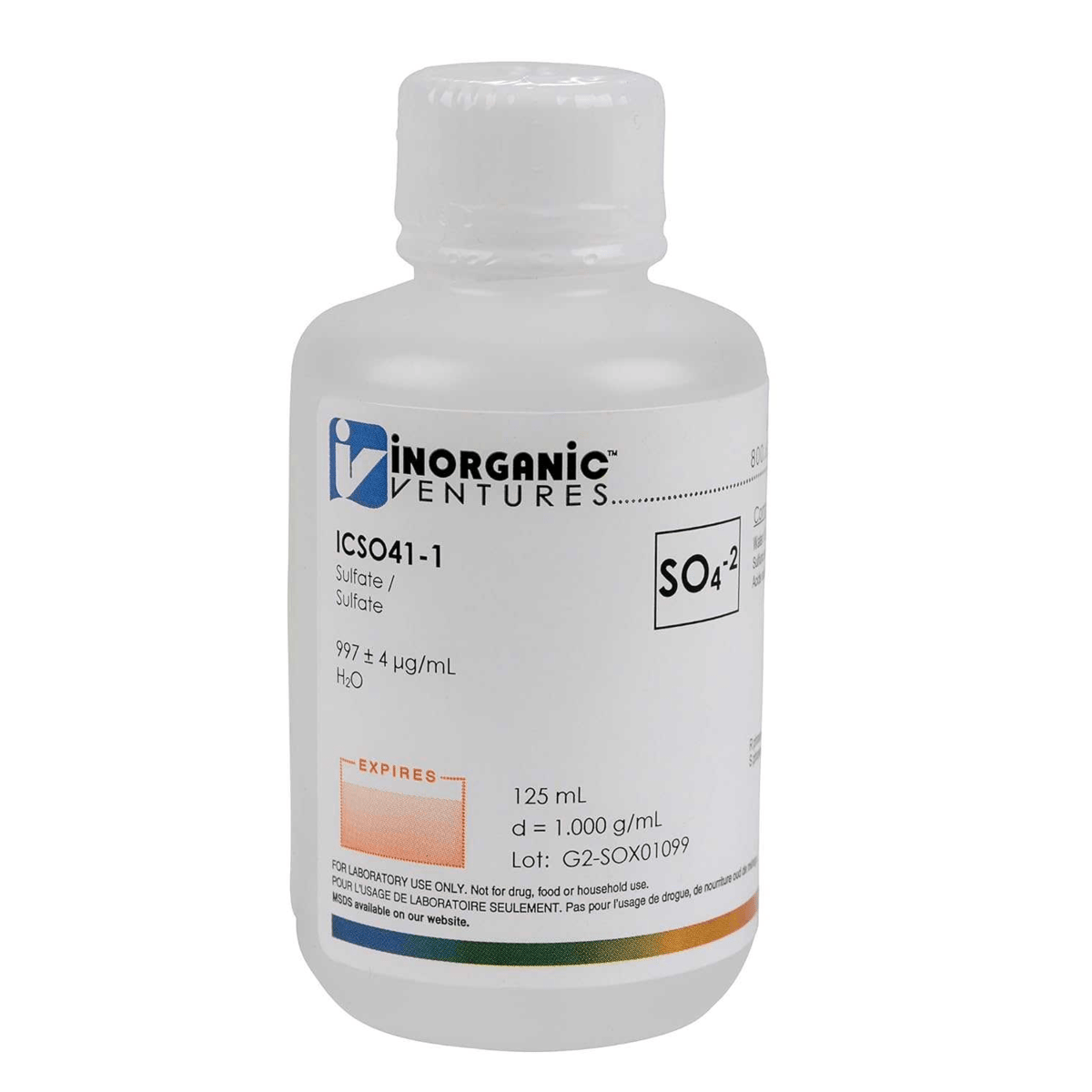 Inorganic Ventures 1000 μg/mL Sulfate IC Standard in Water, 125 mL
