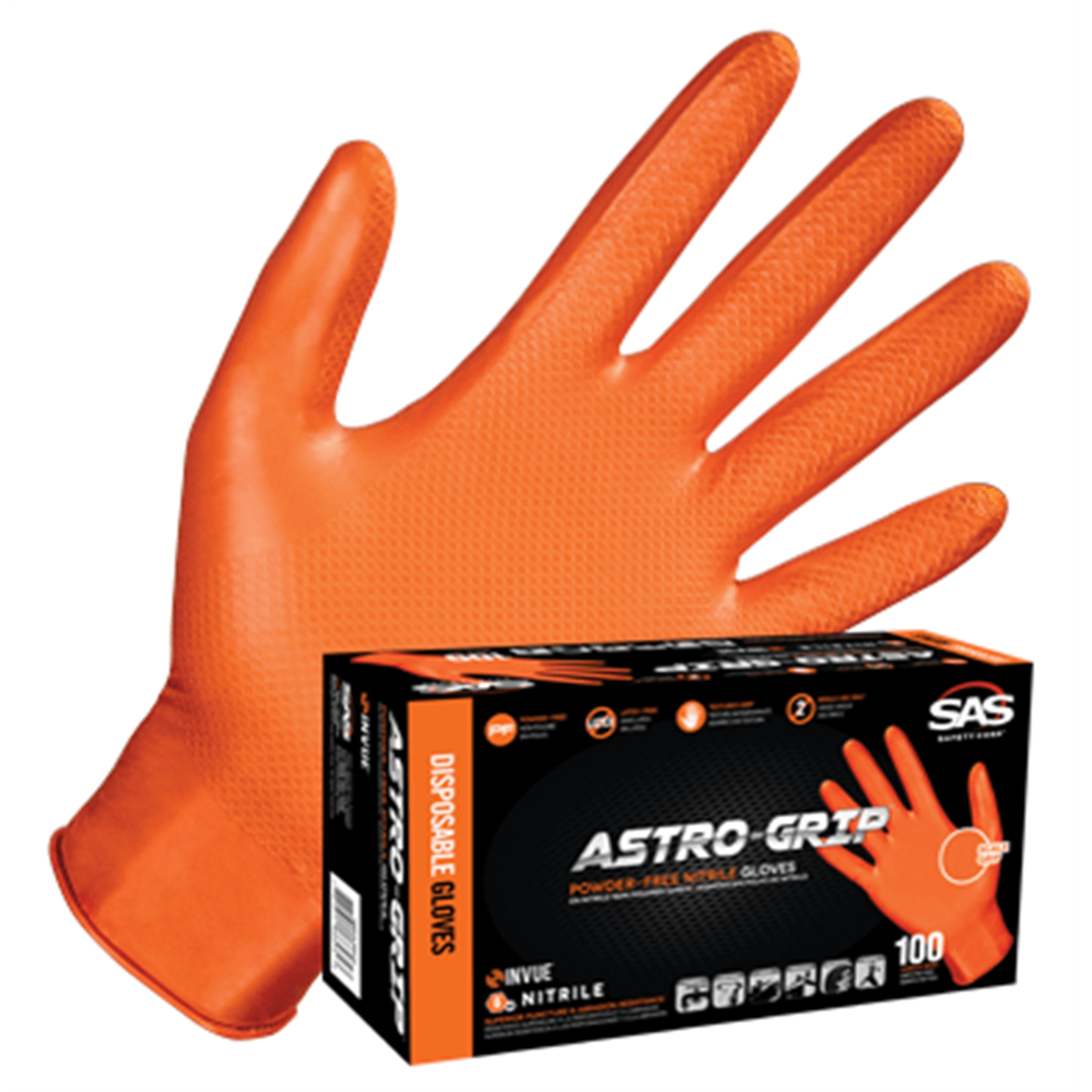 Astro-Grip® Powder-Free Nitrile Exam Grade Disposable Gloves, 7mil, Box of 100, Size XL